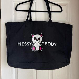 Messy Teddy Black Tote Bag